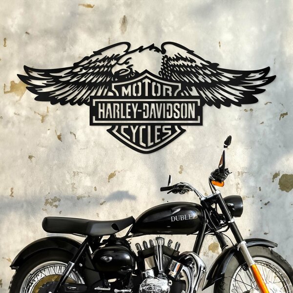 DUBLEZ | Tablou din lemn - Sigla Harley Davidson | Tablou de perete