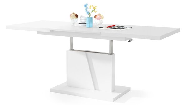 Mazzoni GRAND NOIR Alb Mat - MĂSUȚĂ DE CAFEA EXTENSIBILĂ MODERNĂ