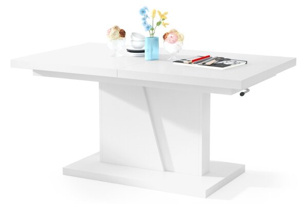 Mazzoni GRAND NOIR Alb Mat - MĂSUȚĂ DE CAFEA EXTENSIBILĂ MODERNĂ