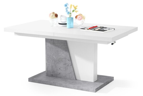 Mazzoni GRAND NOIR Alb Mat/Beton Millennium - MĂSUȚĂ DE CAFEA EXTENSIBILĂ MODERNĂ