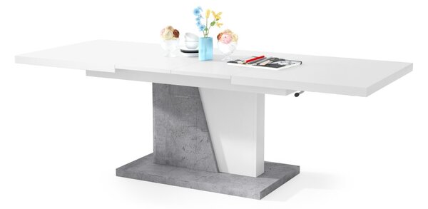 Mazzoni GRAND NOIR Alb Mat/Beton Millennium - MĂSUȚĂ DE CAFEA EXTENSIBILĂ MODERNĂ