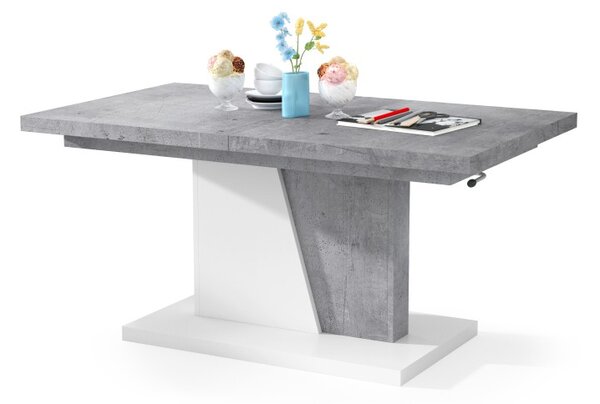 Mazzoni GRAND NOIR Beton Millennium/Alb Mat - MĂSUȚĂ DE CAFEA EXTENSIBILĂ MODERNĂ