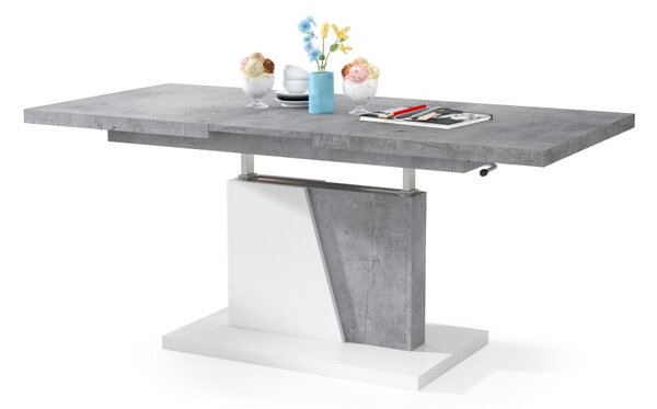 Mazzoni GRAND NOIR Beton Millennium/Alb Mat - MĂSUȚĂ DE CAFEA EXTENSIBILĂ MODERNĂ