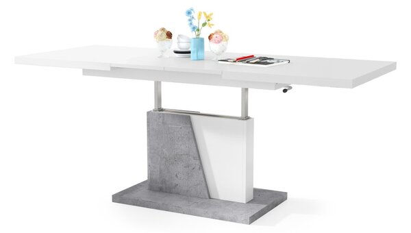 Mazzoni GRAND NOIR Alb Mat/Beton Millennium - MĂSUȚĂ DE CAFEA EXTENSIBILĂ MODERNĂ