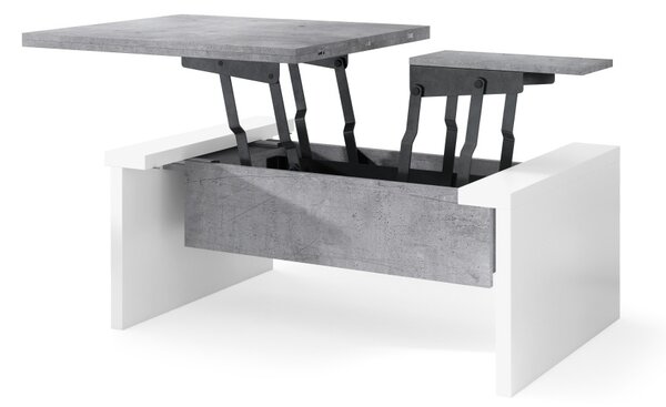 Mazzoni SPACE Beton Millennium/Alb - MĂSUȚĂ EXTENSIBILĂ CU RIDICAREA BLATULUI MĂSUȚĂ DE CAFEA