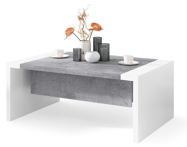 Mazzoni SPACE Beton Millennium/Alb - MĂSUȚĂ EXTENSIBILĂ CU RIDICAREA BLATULUI MĂSUȚĂ DE CAFEA