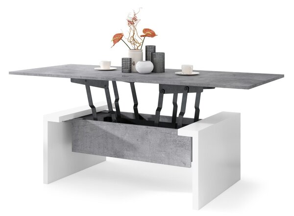 Mazzoni SPACE Beton Millennium/Alb - MĂSUȚĂ EXTENSIBILĂ CU RIDICAREA BLATULUI MĂSUȚĂ DE CAFEA