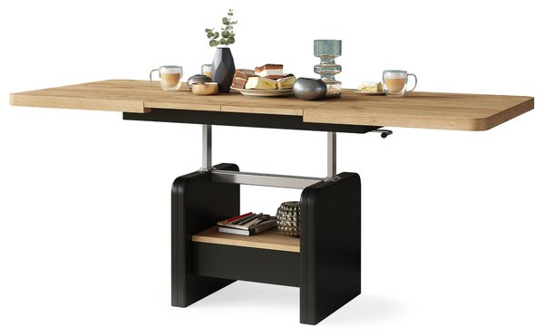 Mazzoni LEXUS Stejar Craft Auriu/Negru Mat - MĂSUȚĂ DE CAFEA EXTENSIBILĂ MODERNĂ