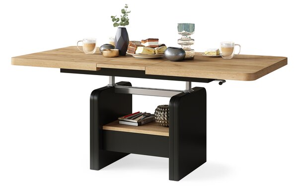 Mazzoni LEXUS Stejar Craft Auriu/Negru Mat - MĂSUȚĂ DE CAFEA EXTENSIBILĂ MODERNĂ