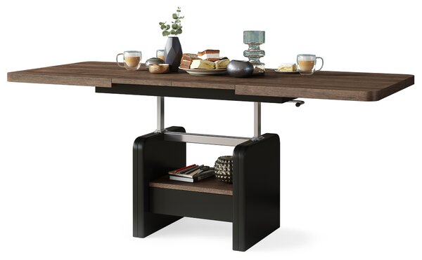 Mazzoni LEXUS Stejar Maro/Negru Mat- MĂSUȚĂ DE CAFEA EXTENSIBILĂ MODERNĂ