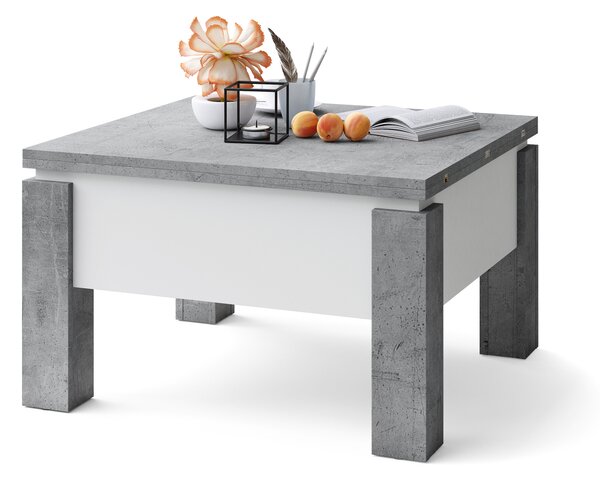 Mazzoni OSLO Beton Millennium/Alb - MĂSUȚĂ EXTENSIBILĂ CU RIDICAREA BLATULUI MĂSUȚĂ DE CAFEA