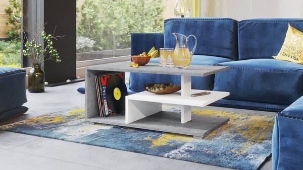 Mazzoni LINK Beton Millennium/Alb - MĂSUȚĂ MODERNĂ CU RAFT