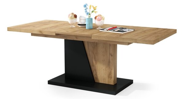 Mazzoni NOIR Stejar Craft Auriu/Negru Mat- MĂSUȚĂ RABATABILĂ MODERNĂ PENTRU CAMERA DE ZI