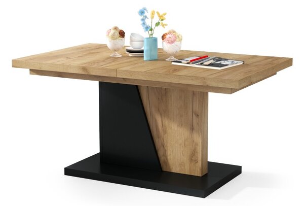 Mazzoni NOIR Stejar Craft Auriu/Negru Mat- MĂSUȚĂ RABATABILĂ MODERNĂ PENTRU CAMERA DE ZI