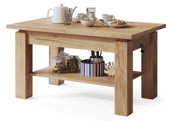 Mazzoni ASTORIA Stejar Craft Auriu - MĂSUȚĂ EXTENSIBILĂ MĂSUȚĂ DE CAFEA CU RAFT