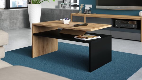 Mazzoni PRIMA Stejar Craft Auriu/Negru - MĂSUȚĂ DE CAFEA MODERNĂ