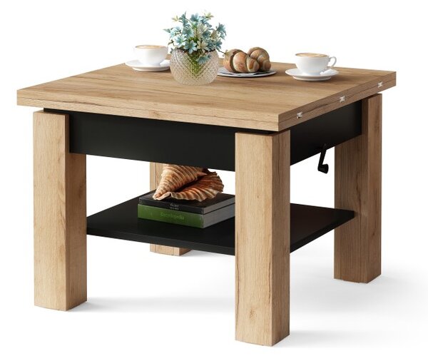 Mazzoni CLEO Stejar Craft Auriu/Negru Mat - MĂSUȚĂ EXTENSIBILĂ CU RIDICAREA BLATULUI MĂSUȚĂ DE CAFEA