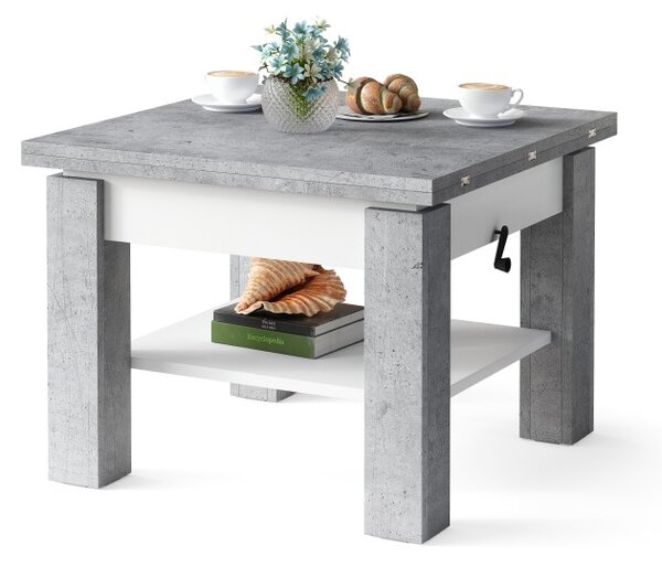Mazzoni CLEO Beton Millennium/Alb Mat - MĂSUȚĂ EXTENSIBILĂ CU RIDICAREA BLATULUI MĂSUȚĂ DE CAFEA