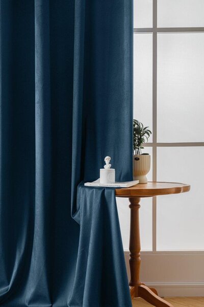 Draperie opaca VELVET 140x270 cm albastru petrol Agatat: Rejansa