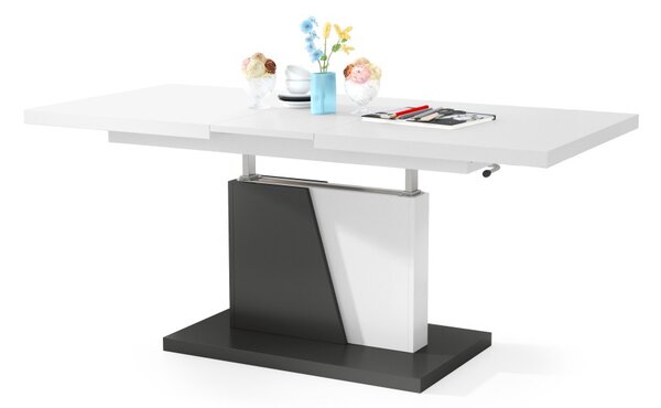 Mazzoni GRAND NOIR Alb Mat/Antracit (Gri închis) - MĂSUȚĂ DE CAFEA EXTENSIBILĂ MODERNĂ