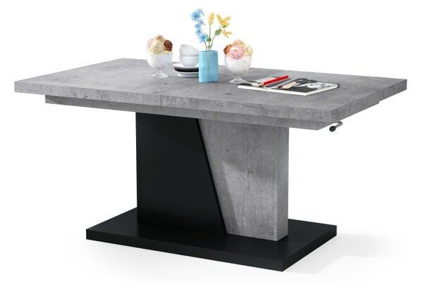 Mazzoni GRAND NOIR Beton Millennium/Negru Mat - MĂSUȚĂ DE CAFEA EXTENSIBILĂ MODERNĂ