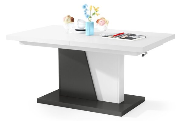 Mazzoni GRAND NOIR Alb Mat/Antracit (Gri închis) - MĂSUȚĂ DE CAFEA EXTENSIBILĂ MODERNĂ