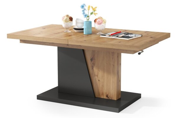Mazzoni GRAND NOIR Stejar Artisan/Antracit (Gri închis) - MĂSUȚĂ DE CAFEA EXTENSIBILĂ MODERNĂ