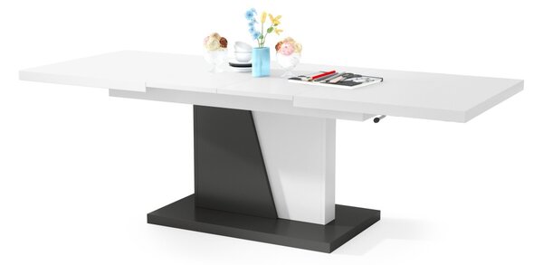 Mazzoni GRAND NOIR Alb Mat/Antracit (Gri închis) - MĂSUȚĂ DE CAFEA EXTENSIBILĂ MODERNĂ