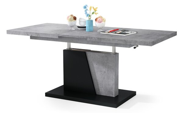 Mazzoni GRAND NOIR Beton Millennium/Negru Mat - MĂSUȚĂ DE CAFEA EXTENSIBILĂ MODERNĂ