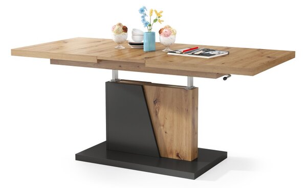 Mazzoni GRAND NOIR Stejar Artisan/Antracit (Gri închis) - MĂSUȚĂ DE CAFEA EXTENSIBILĂ MODERNĂ