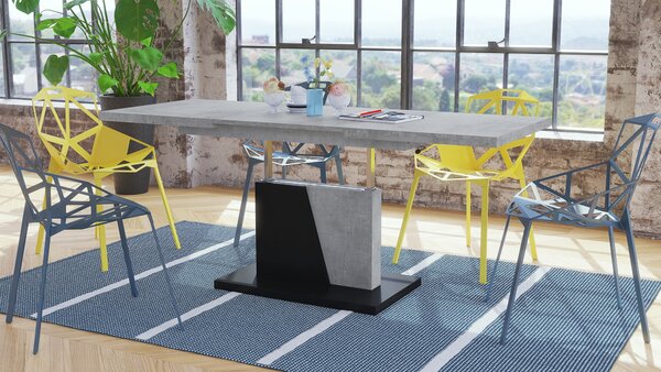Mazzoni GRAND NOIR Beton Millennium/Negru Mat - MĂSUȚĂ DE CAFEA EXTENSIBILĂ MODERNĂ