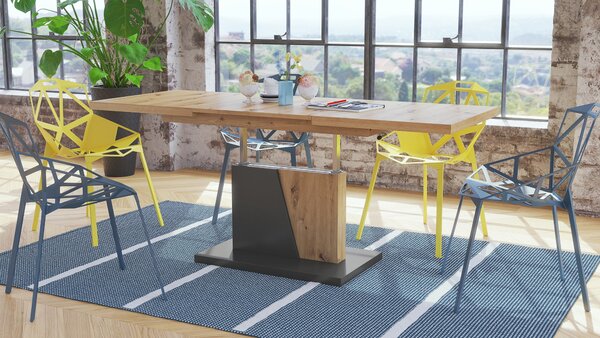 Mazzoni GRAND NOIR Stejar Artisan/Antracit (Gri închis) - MĂSUȚĂ DE CAFEA EXTENSIBILĂ MODERNĂ