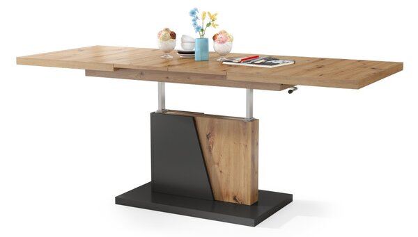 Mazzoni GRAND NOIR Stejar Artisan/Antracit (Gri închis) - MĂSUȚĂ DE CAFEA EXTENSIBILĂ MODERNĂ