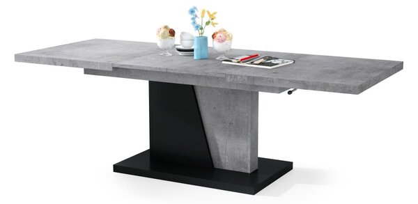 Mazzoni GRAND NOIR Beton Millennium/Negru Mat - MĂSUȚĂ DE CAFEA EXTENSIBILĂ MODERNĂ