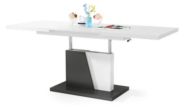 Mazzoni GRAND NOIR Alb Mat/Antracit (Gri închis) - MĂSUȚĂ DE CAFEA EXTENSIBILĂ MODERNĂ