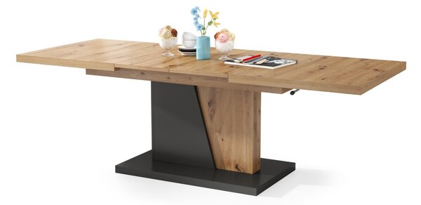 Mazzoni GRAND NOIR Stejar Artisan/Antracit (Gri închis) - MĂSUȚĂ DE CAFEA EXTENSIBILĂ MODERNĂ