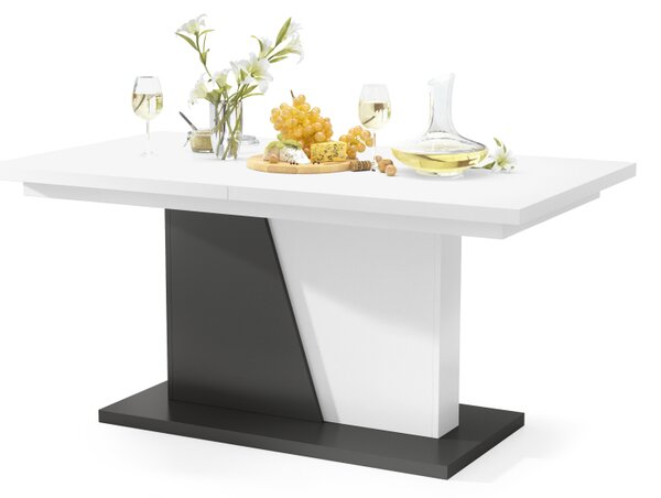 Mazzoni NOBLE NOIR Alb Mat/Antracit (Gri închis) - MASA SE EXTINDE PÂNĂ LA 218 cm!
