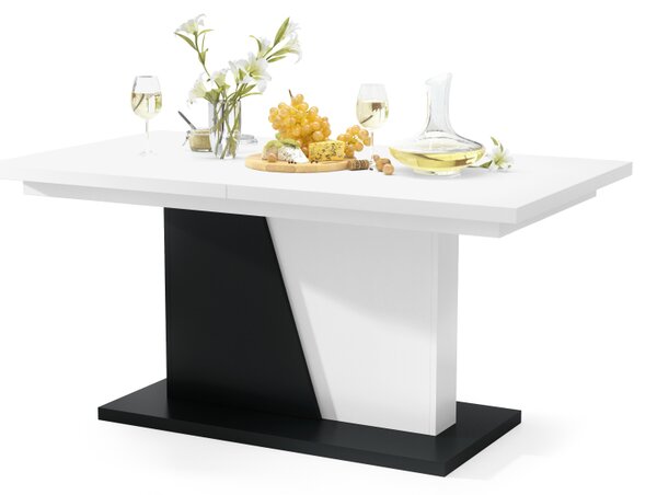 Mazzoni NOBLE NOIR Alb Mat/Negru Mat - MASA SE EXTINDE PÂNĂ LA 218 cm!