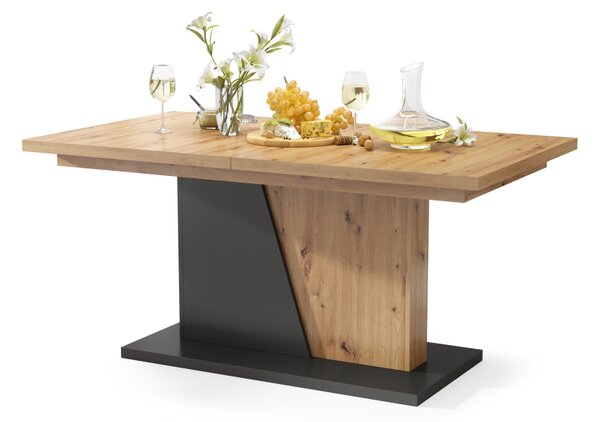 Mazzoni NOBLE NOIR Stejar Artisan/Antracit (Gri închis) - MASA SE EXTINDE PÂNĂ LA 218 cm!