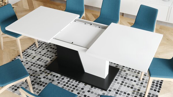 Mazzoni NOBLE NOIR Alb Mat/Negru Mat - MASA SE EXTINDE PÂNĂ LA 218 cm!