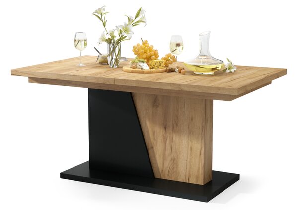 Mazzoni NOBLE NOIR Stejar Craft Auriu/Negru Mat - MASA SE EXTINDE PÂNĂ LA 218 cm!