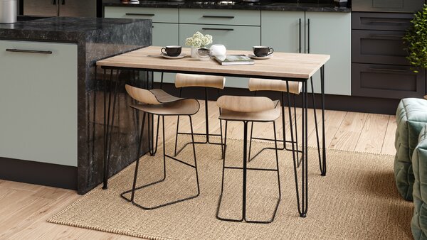 Mazzoni HAIRPIN S-120 Stejar Sonoma - MASĂ LOFT PENTRU BUCĂTĂRIA SUFRAGERIE LIVING