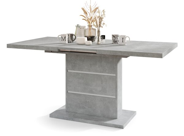 Mazzoni PIANO Beton Deschis Atelier / inserții Albe- MASĂ EXTENSIBILĂ MODERNĂ PÂNĂ LA 200 cm!