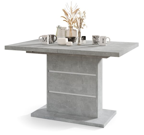 Mazzoni PIANO Beton Deschis Atelier / inserții Albe- MASĂ EXTENSIBILĂ MODERNĂ PÂNĂ LA 200 cm!