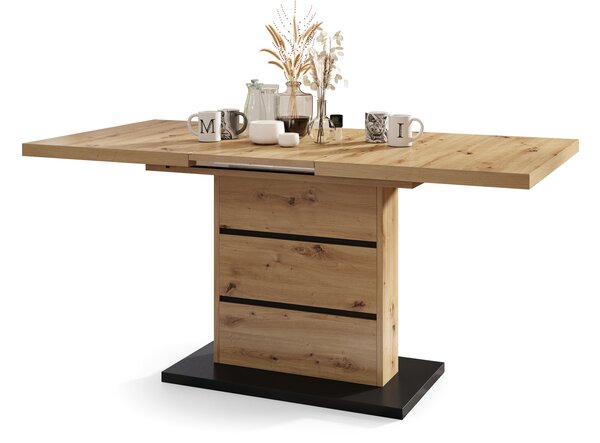 Mazzoni PIANO Stejar Artisan/Negru Mat - MASĂ EXTENSIBILĂ MODERNĂ PÂNĂ LA 200 cm!