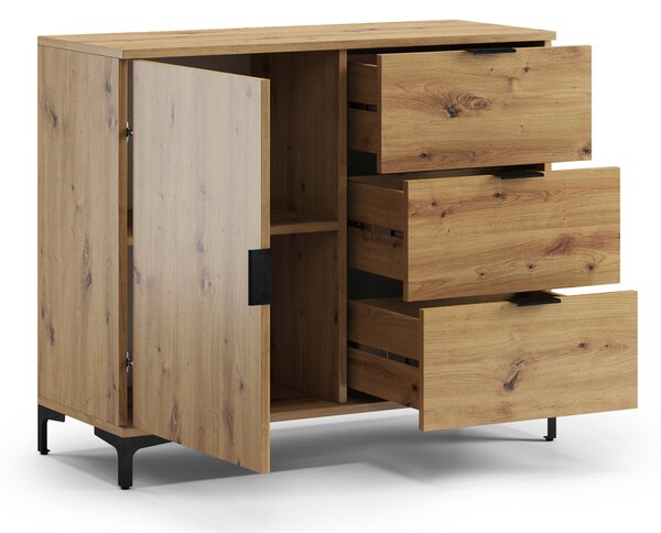 Mazzoni Comodă LANA K-100S Stejar Artisan - DULAP VERTICAL CU SERTARE