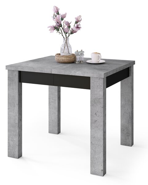 Mazzoni FONTE Beton Millennium / Negru Mat - MASĂ CLASICĂ DE BUCĂTĂRIE/LIVING EXTENSIBILĂ PÂNĂ LA 130 sau 155 cm!