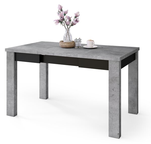 Mazzoni FONTE Beton Millennium / Negru Mat - MASĂ CLASICĂ DE BUCĂTĂRIE/LIVING EXTENSIBILĂ PÂNĂ LA 130 sau 155 cm!
