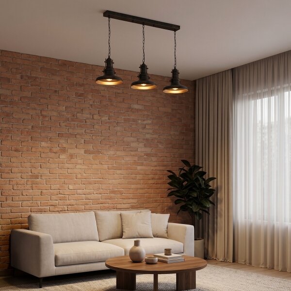 Brilagi - Lustru suspendat pe lanț PYRONIC, 3xE27/40W/230V, bronz/patină