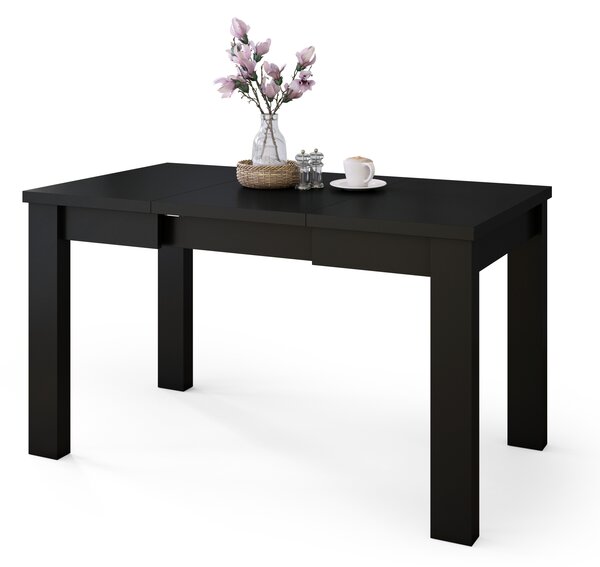 Mazzoni FONTE Negru Mat - MASĂ CLASICĂ DE BUCĂTĂRIE/LIVING EXTENSIBILĂ PÂNĂ LA 130 sau 155 cm!